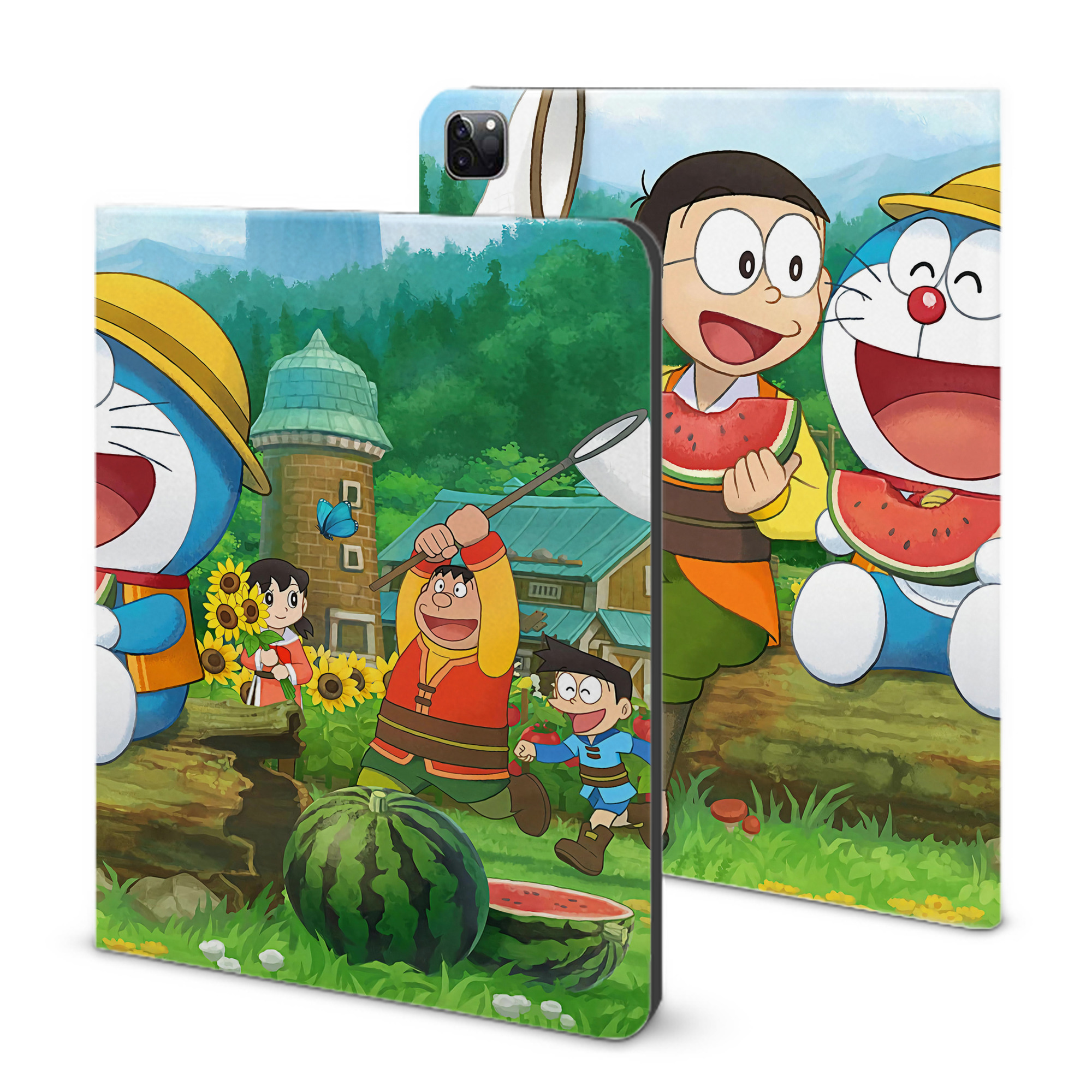 （画像用） ドラえもん Doraemon IPad ケース ブック型 PUレザー TPU 耐衝撃 軽量 薄型 ペン収納なし 全面保護 IPad 各モデル対応